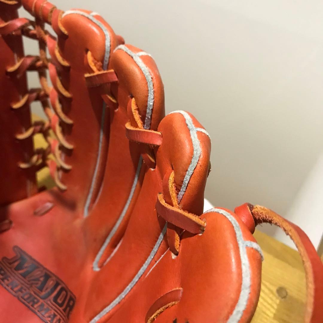 adidas 大人用 外野手 軟式野球グローブ オレンジ レザー