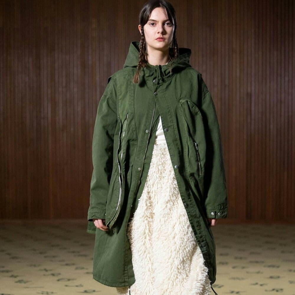 極美品 Dior ディオール 1947刺繍 ナイロン フーデッドコート 48