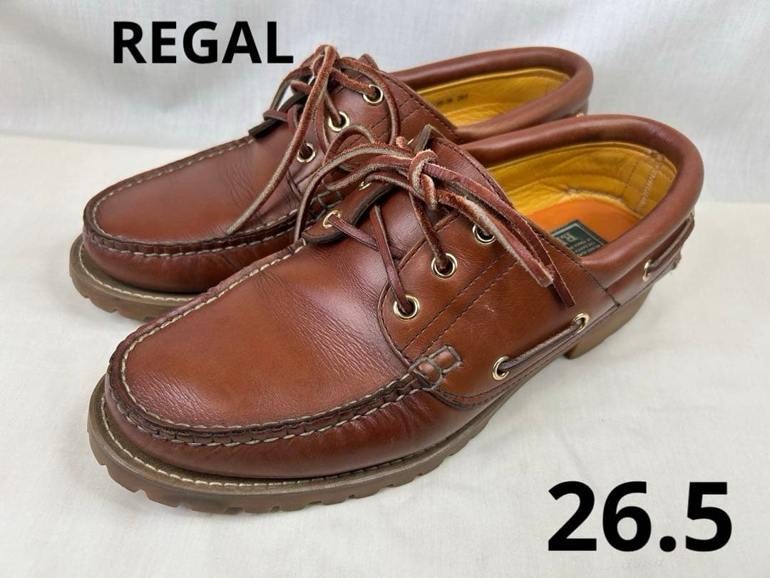 REGAL リーガル ブラウン レザー デッキシューズ26.5cm - メルカリ