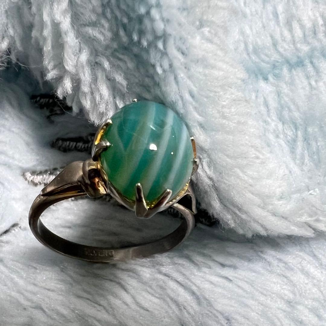 SILVER刻印 グリーンストーン リング 9号 - メルカリ