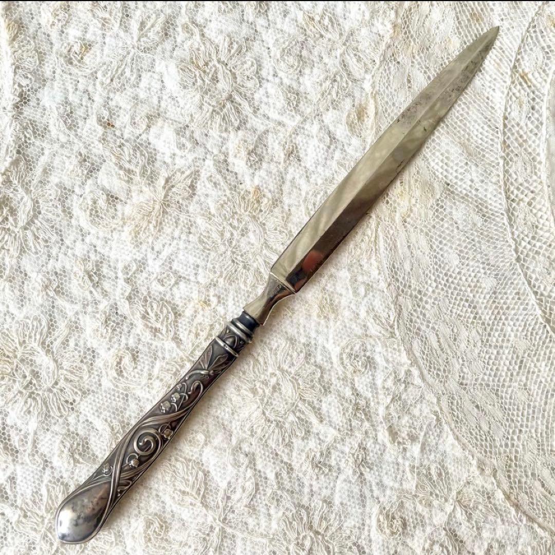 すずらんレリーフレターオープナー&シューボタンフック 2点　フランスアンティーク