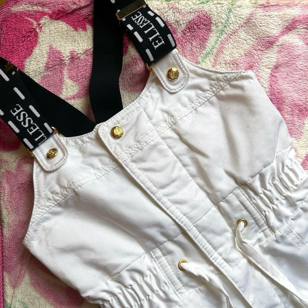 MサイズELLESSE ホワイトオーバーオールスキーウェア