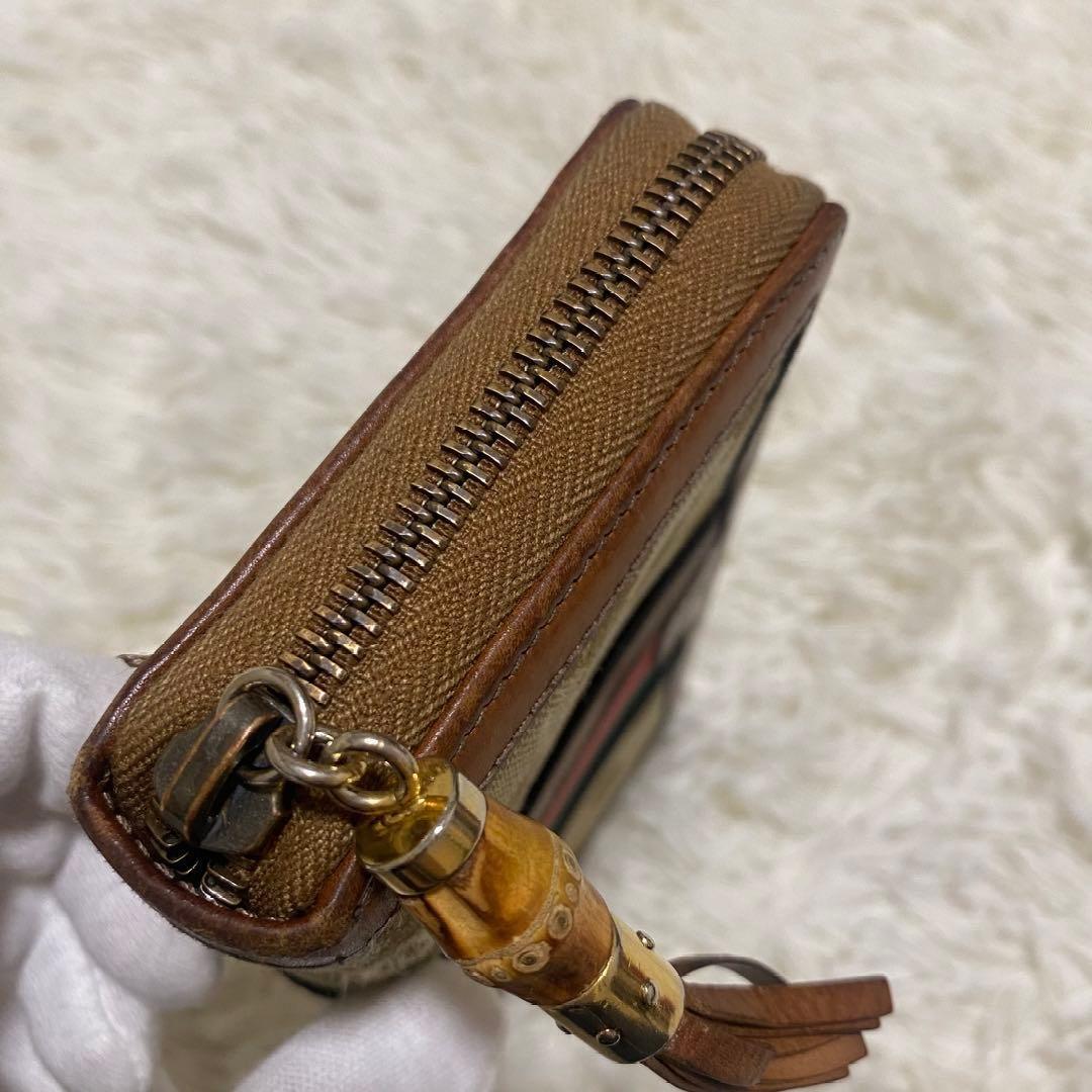 グッチ　長財布　ラウンドファスナー　シェリーライン　GGキャンバス