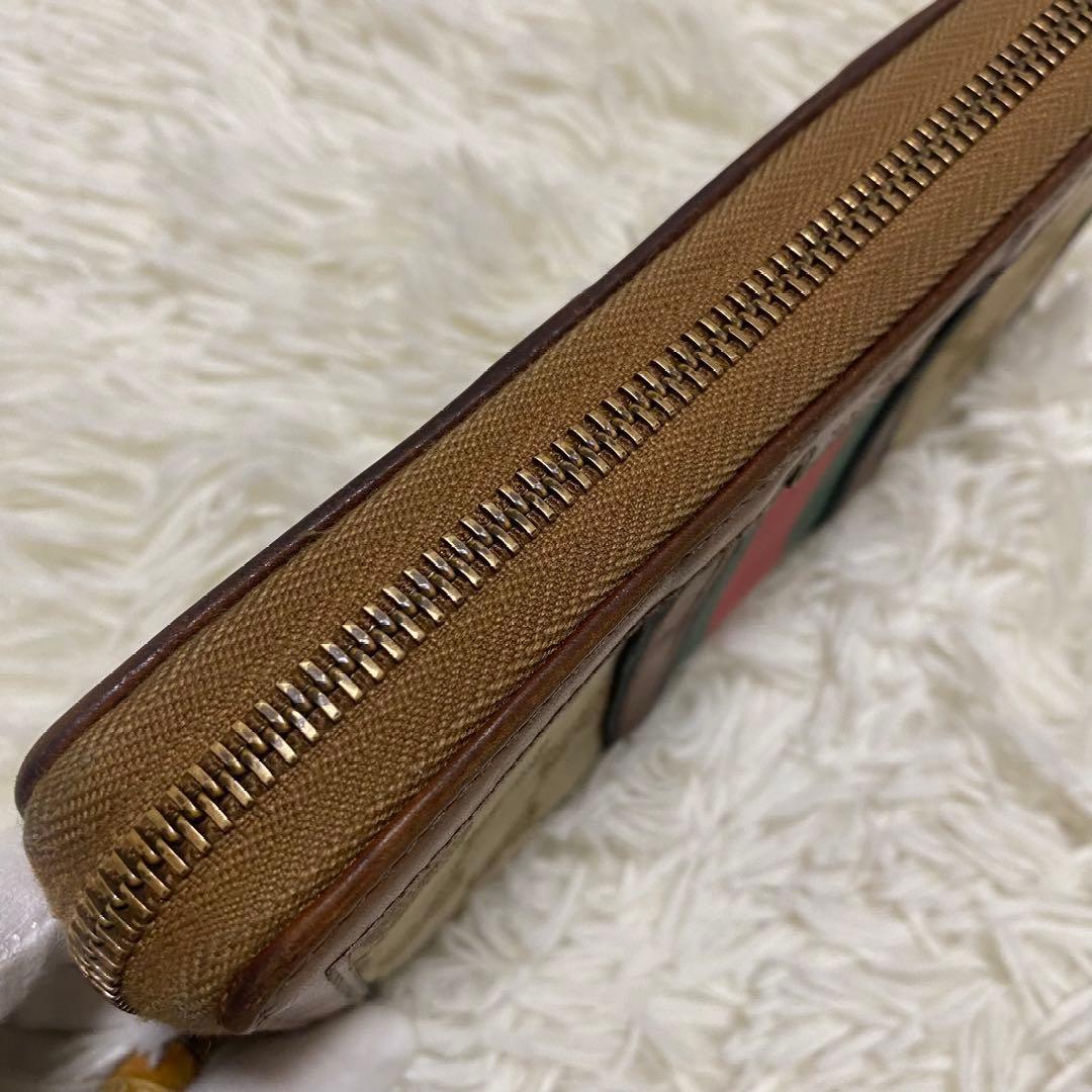 グッチ　長財布　ラウンドファスナー　シェリーライン　GGキャンバス