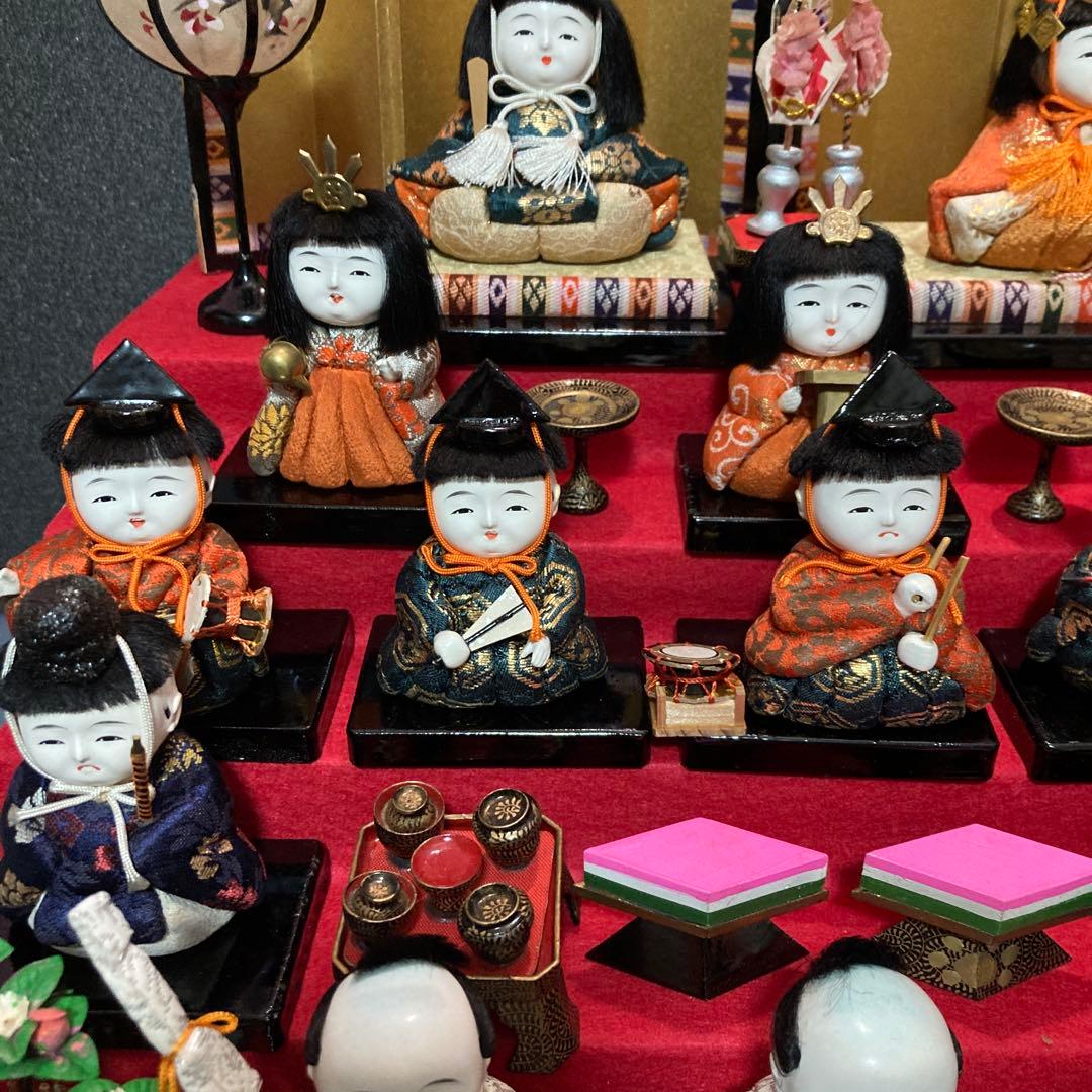 雛人形　アンティーク　木目込み十五人揃え