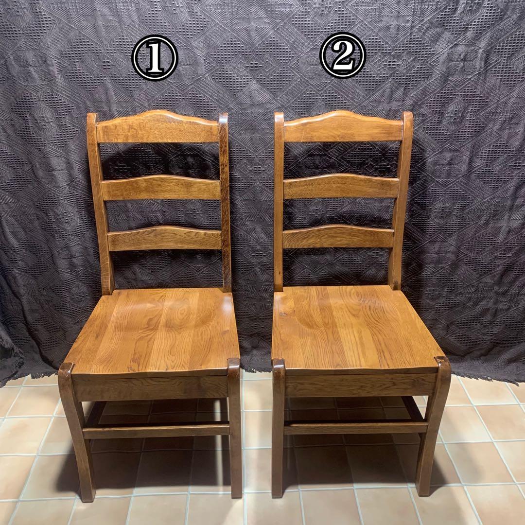 【②】ラダーバックチェア ヴィンテージ オーク材 無垢材 民芸家具