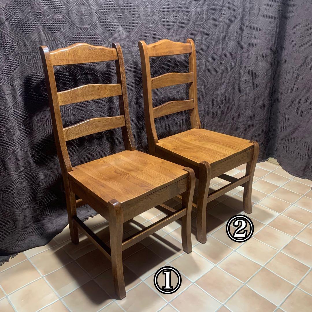 【②】ラダーバックチェア ヴィンテージ オーク材 無垢材 民芸家具