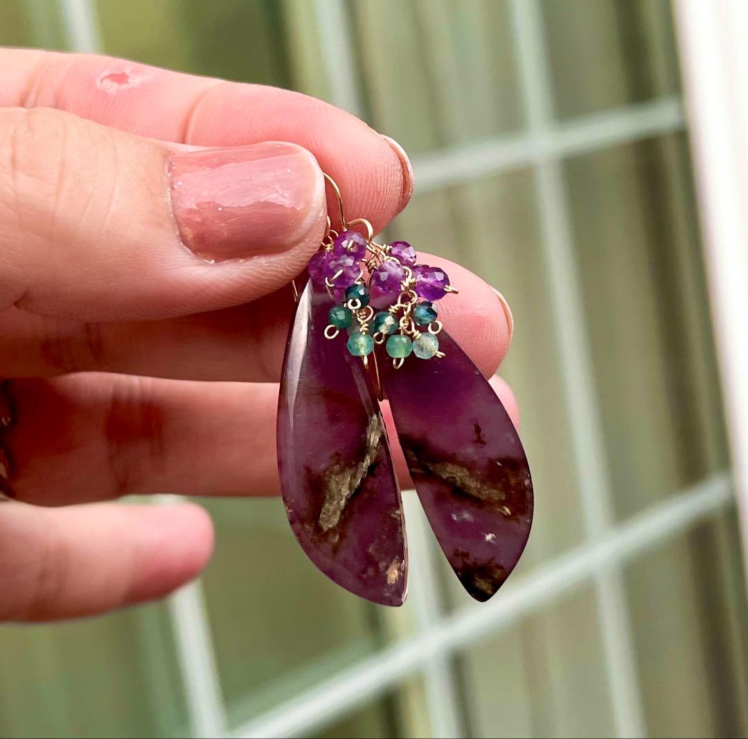 14kgfパープルアゲートのピアス