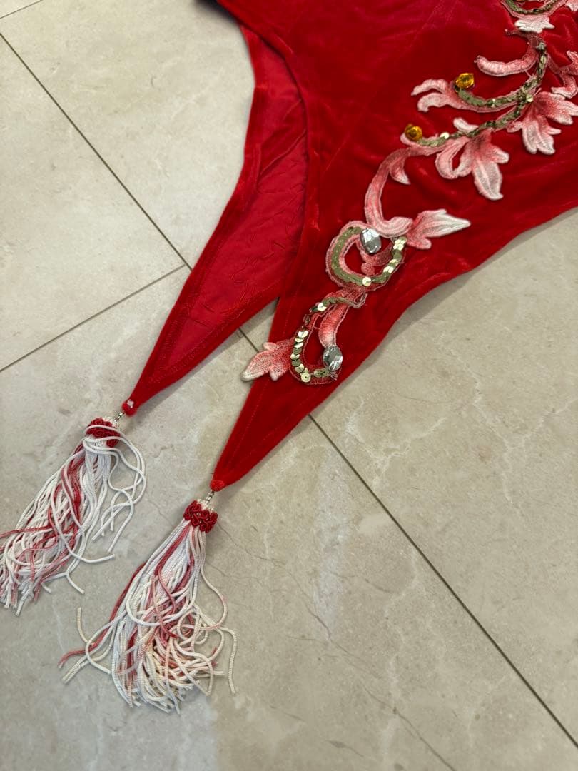 社交ダンス　チャコット　ラテン　ドレス　M レッド　赤　クリスマス