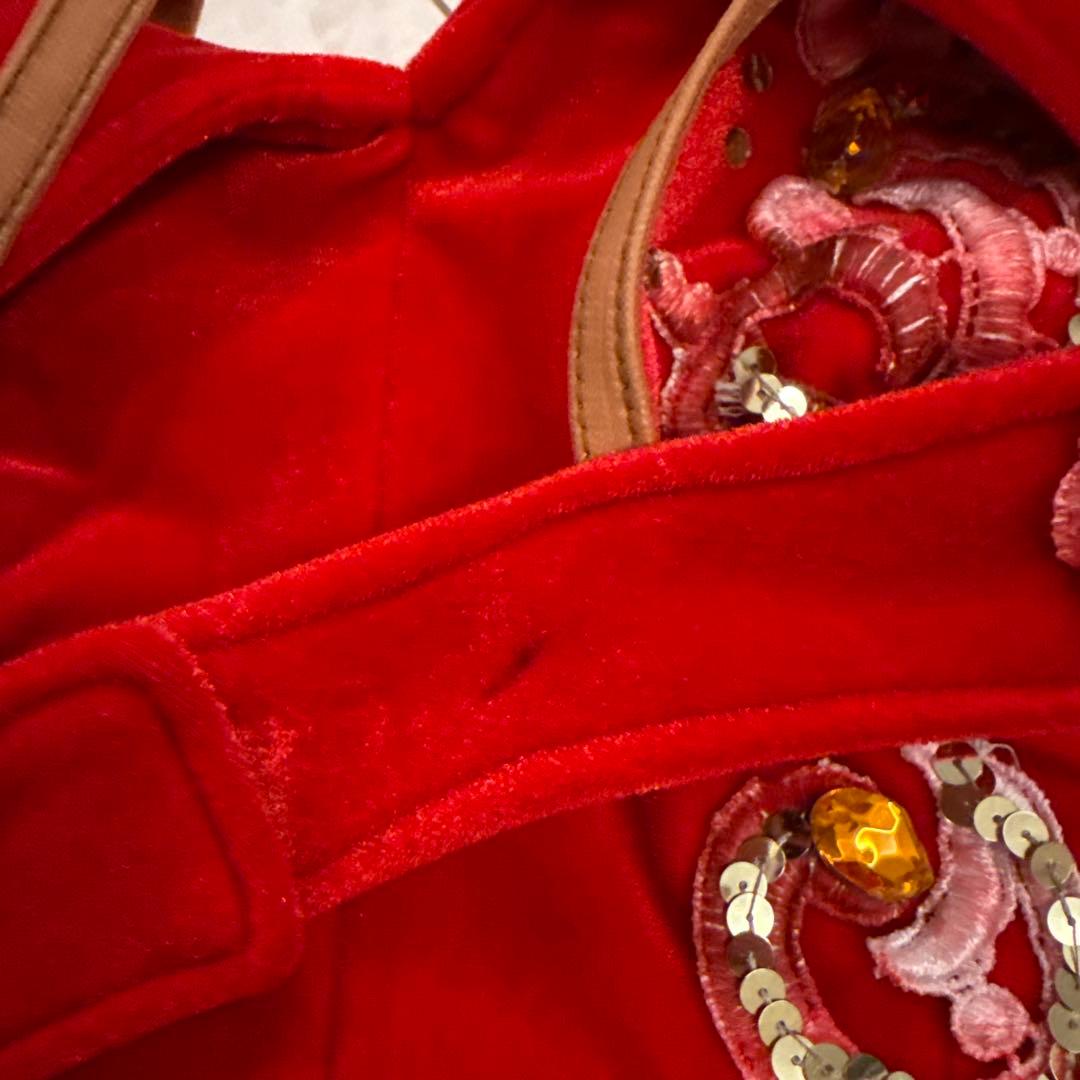 社交ダンス　チャコット　ラテン　ドレス　M レッド　赤　クリスマス