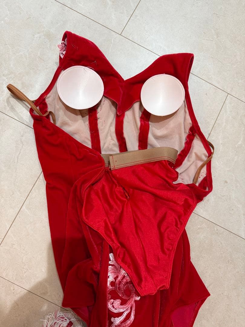 社交ダンス　チャコット　ラテン　ドレス　M レッド　赤　クリスマス