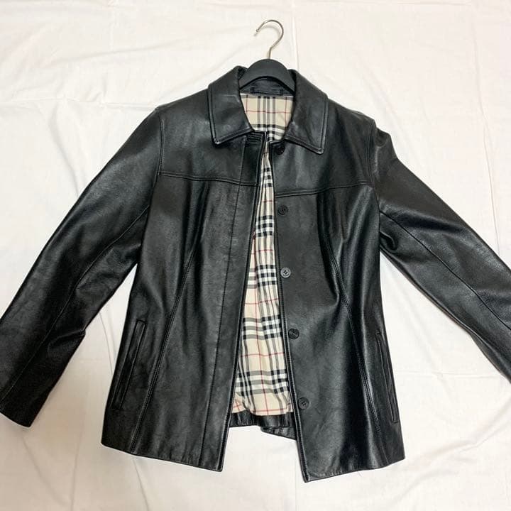 バーバリー レザージャケット 羊革 フルノバチェック L108697342