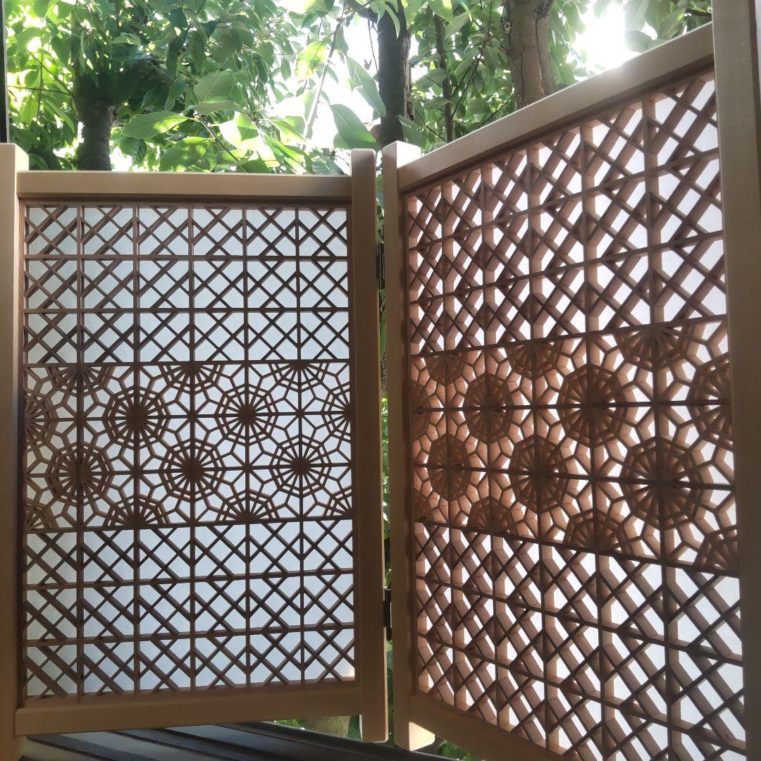 組子細工 組子 透かし模様 衝立 和風 日本 伝統工芸品 パーテーション 木の