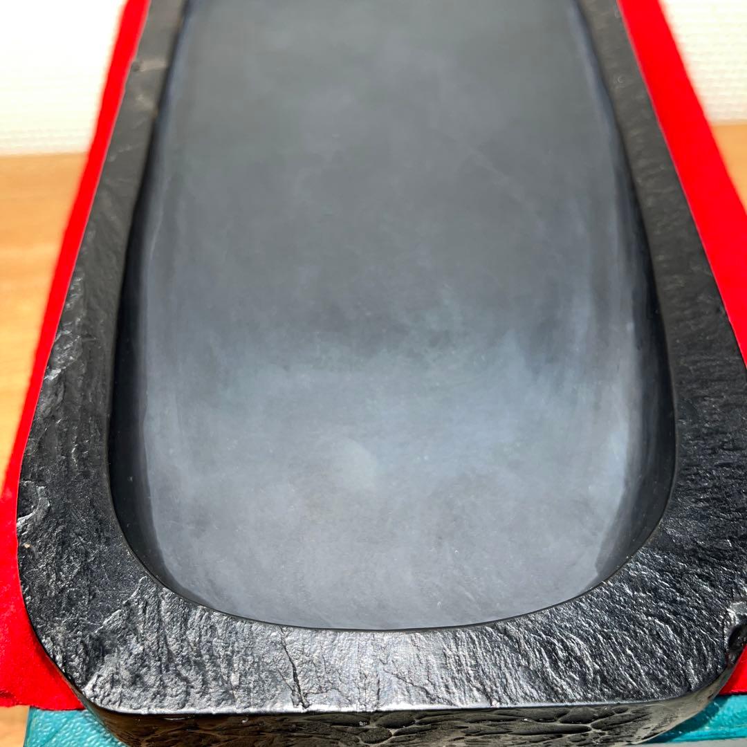 ⭕️雄勝硯 共蓋付き 伝統工芸士 山崎勝 7寸大 咲き梅花