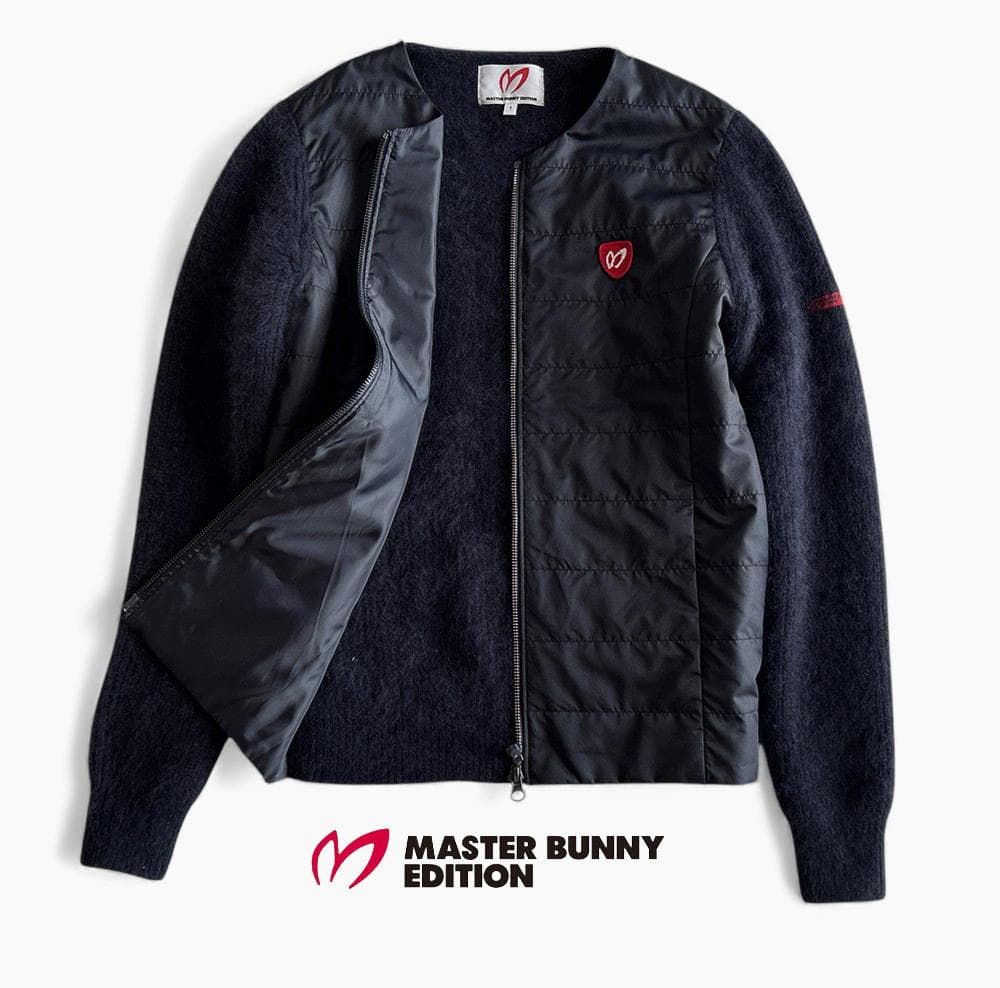 極美品マスターバニーエディション中綿入りヘアリースリーブWジップニットジャケット