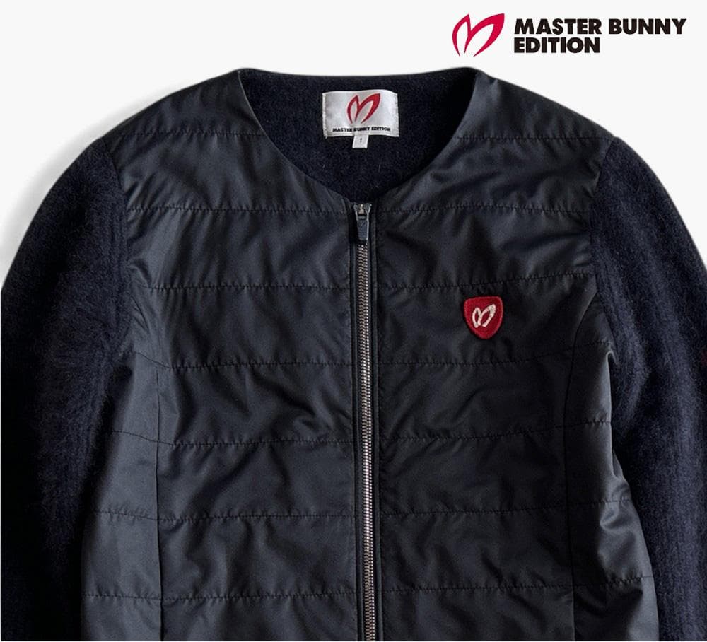 極美品マスターバニーエディション中綿入りヘアリースリーブWジップニットジャケット