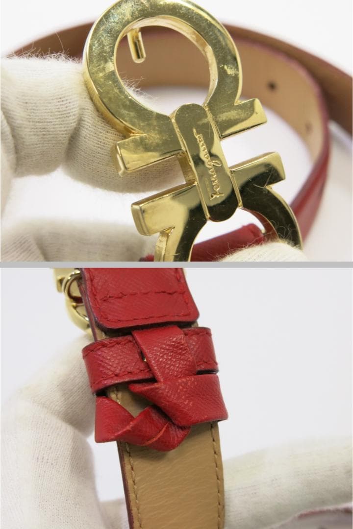 フェラガモ　ガンチーニバックルベルト　レザー　size M　赤　18706905