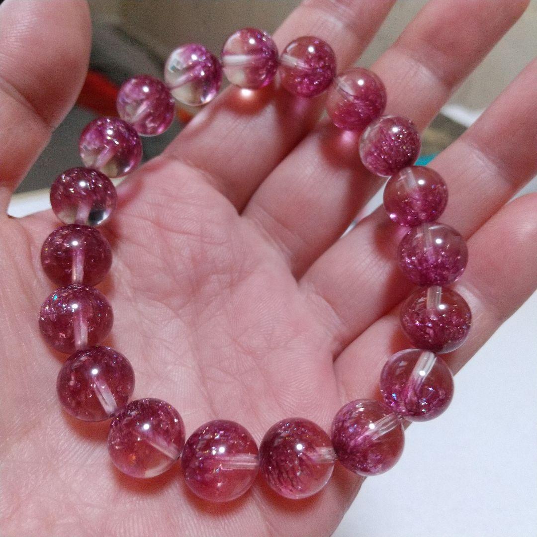最終価格‼️花火石‼️スーパーセブンブレスレット（パープルレッド）虹入り
