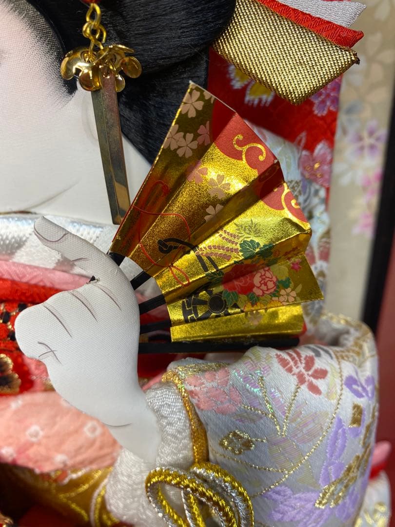 羽子板　立体振袖金蘭ガラスケース１５号・サイズ間口約３２×奥行約２９×高約６３㎝