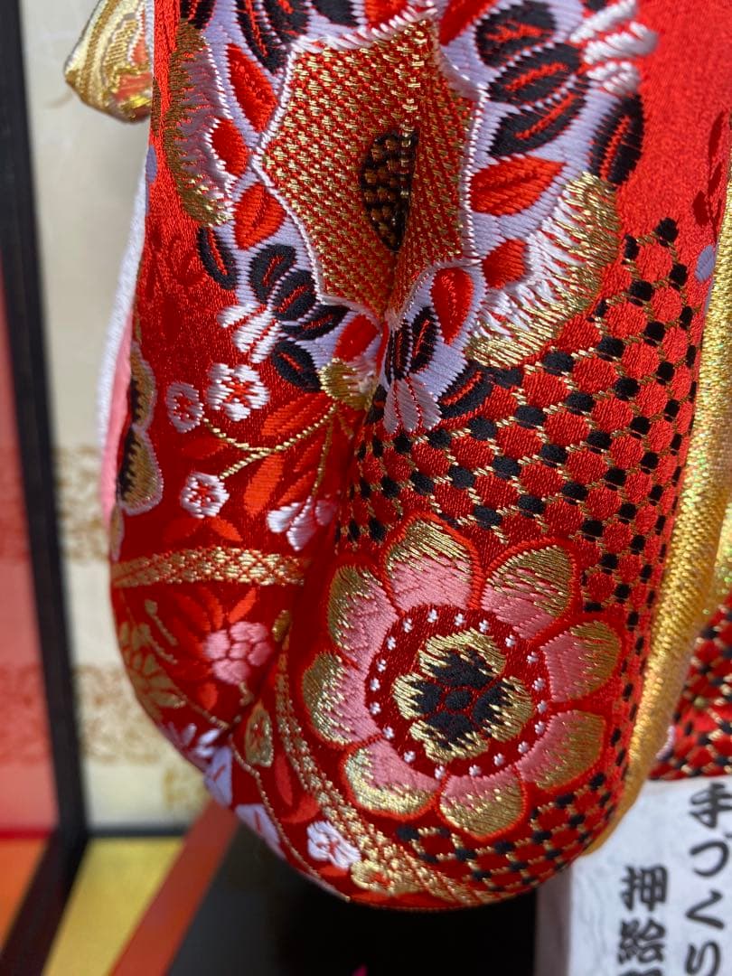 羽子板　立体振袖金蘭ガラスケース１５号・サイズ間口約３２×奥行約２９×高約６３㎝