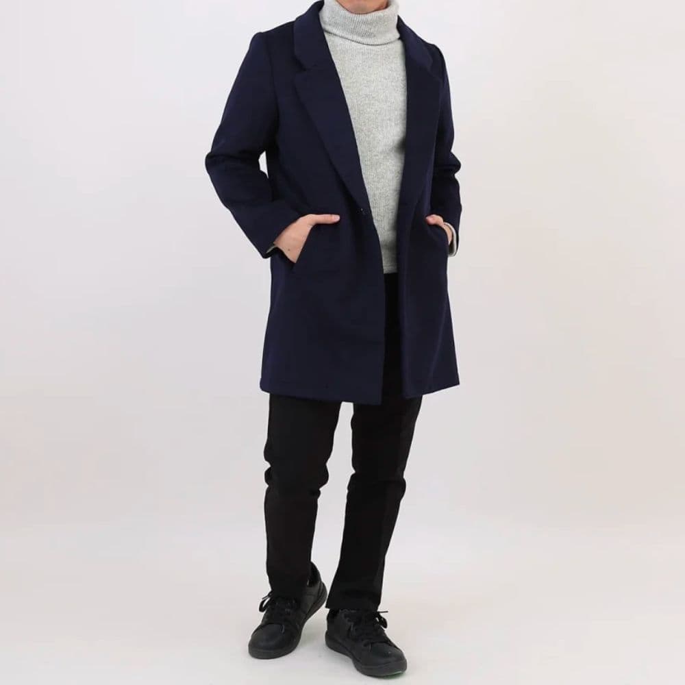 Retro Pics チェスターコート ブラック 小柄男性向け 細身シルエット