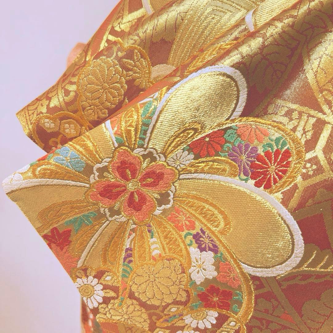 346 振袖フルセット 正絹 サーモンピンク くすみ グレー 金彩 暈し染め