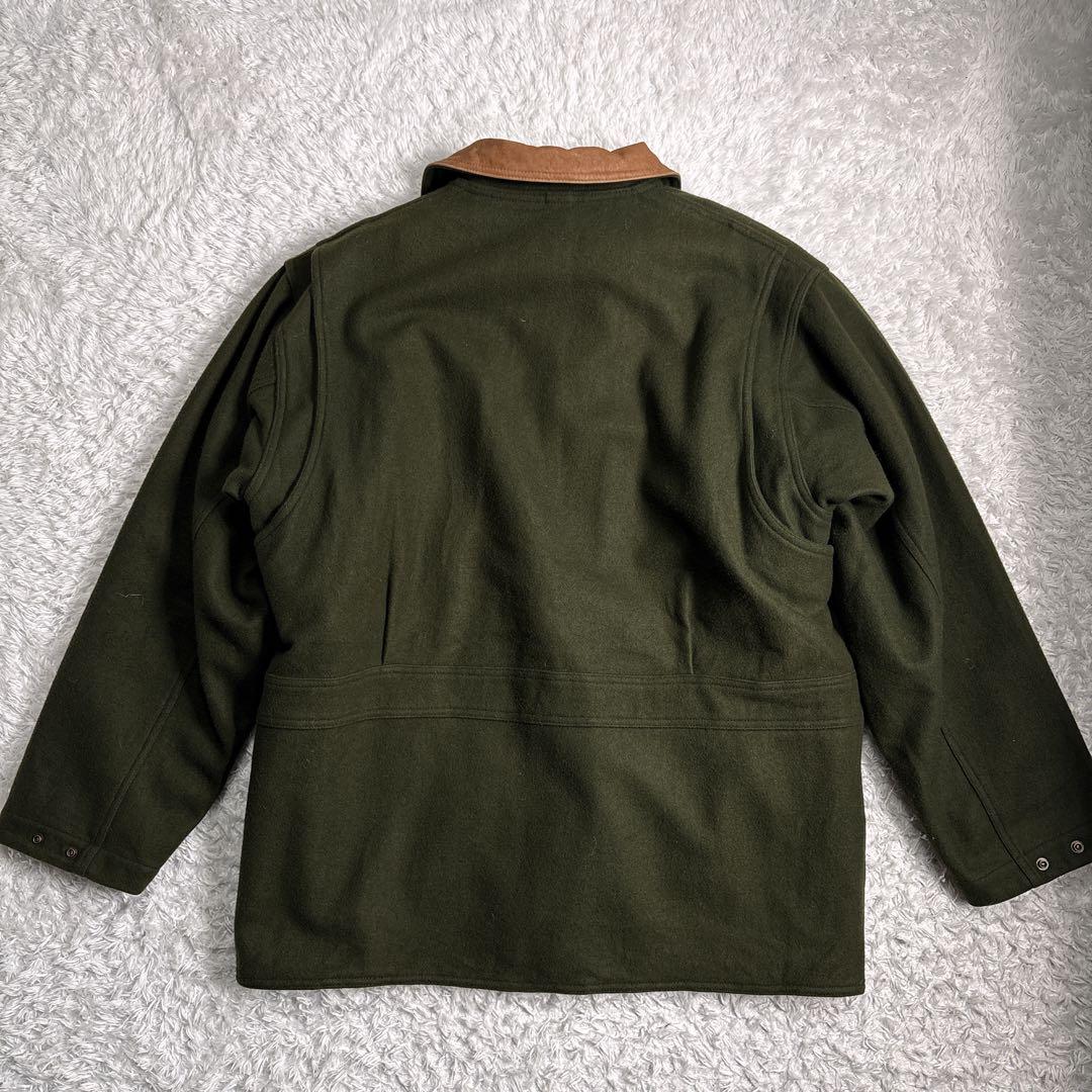 WOOLRICH 90s レザー襟 ライナー付 ウールコート L