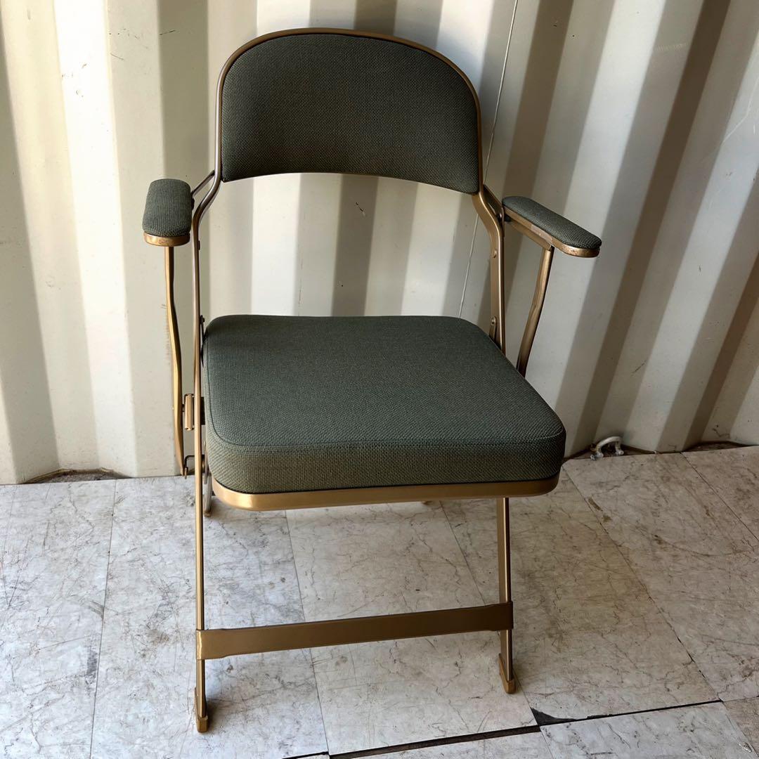 取付無料！クラリン フォールディングチェアアーム モスグリーン折りたたみチェア✨