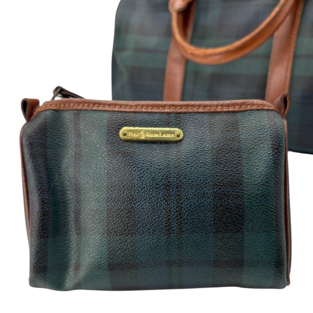 美品 ポロ ラルフローレン 2way ボストンバッグ グリーン 旅行 877