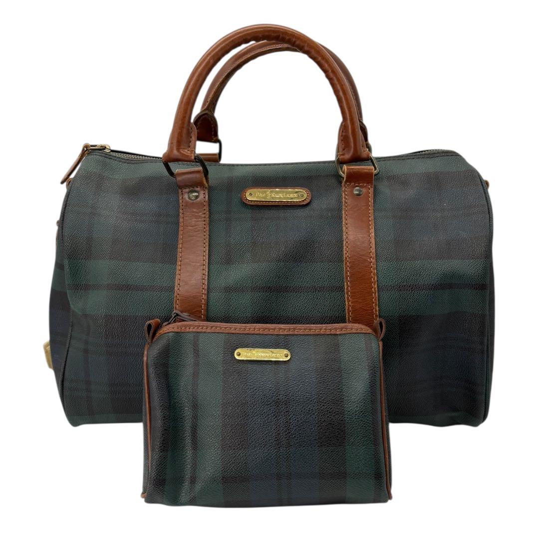 美品 ポロ ラルフローレン 2way ボストンバッグ グリーン 旅行 877