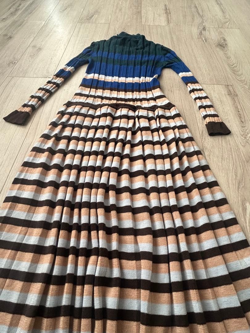 マルニ　MARNI リブボーダーニットワンピース　ロング