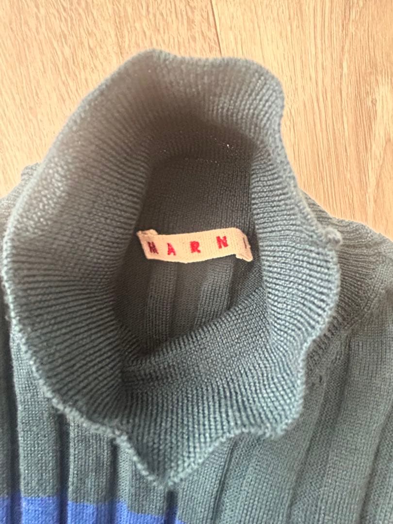 マルニ　MARNI リブボーダーニットワンピース　ロング