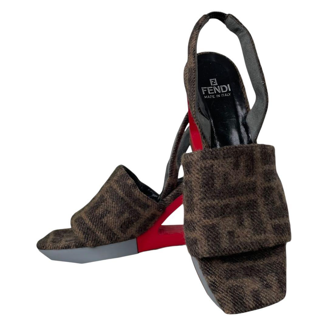 FENDI フェンディ 厚底サンダル ミュール ズッカ柄 36.5 24cm - メルカリ