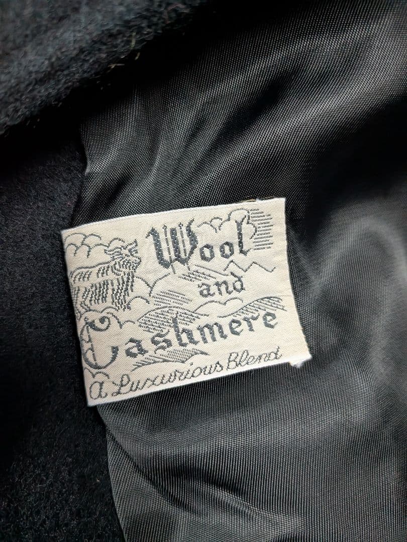 France Vintage ブラックダブルブレストチェスターコート カシミア