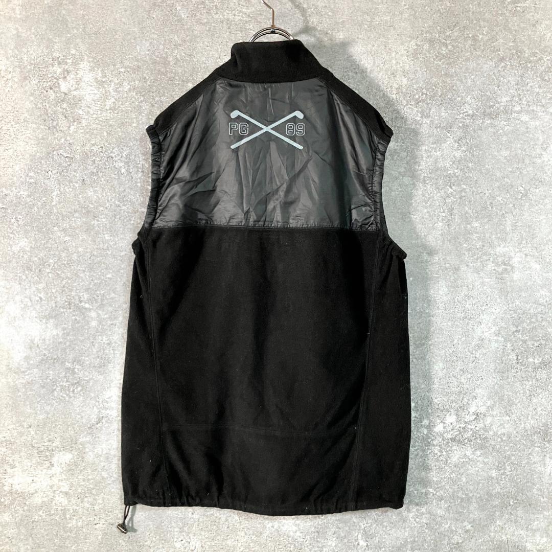 PEARLY GATES　フリースベスト　ブラック　ロゴ　プリント　ゴルフ