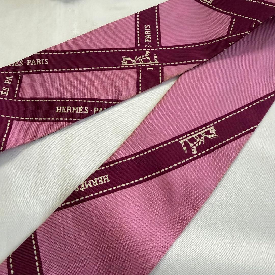 エルメス　ツイリー　 ボルデュック　リボン　ピンク