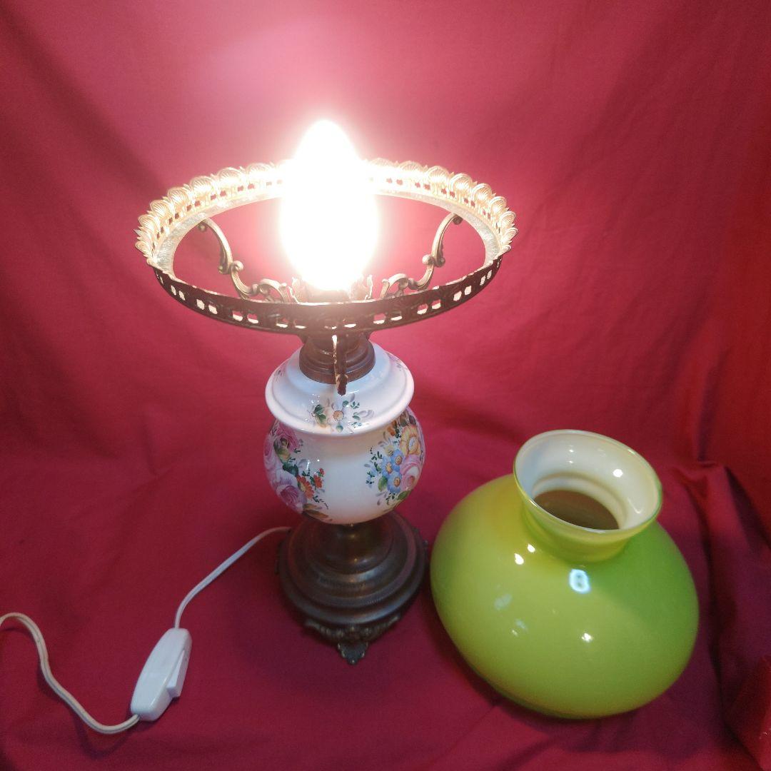 アンティーク　陶器　花柄　電気スタンドライト(送料無料)【最終価格】