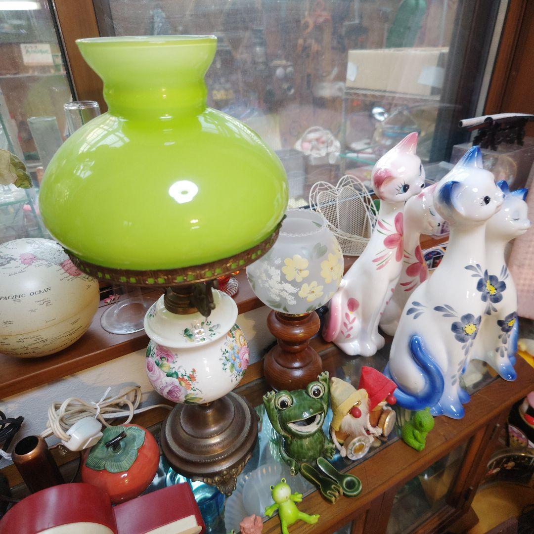 アンティーク　陶器　花柄　電気スタンドライト(送料無料)【最終価格】