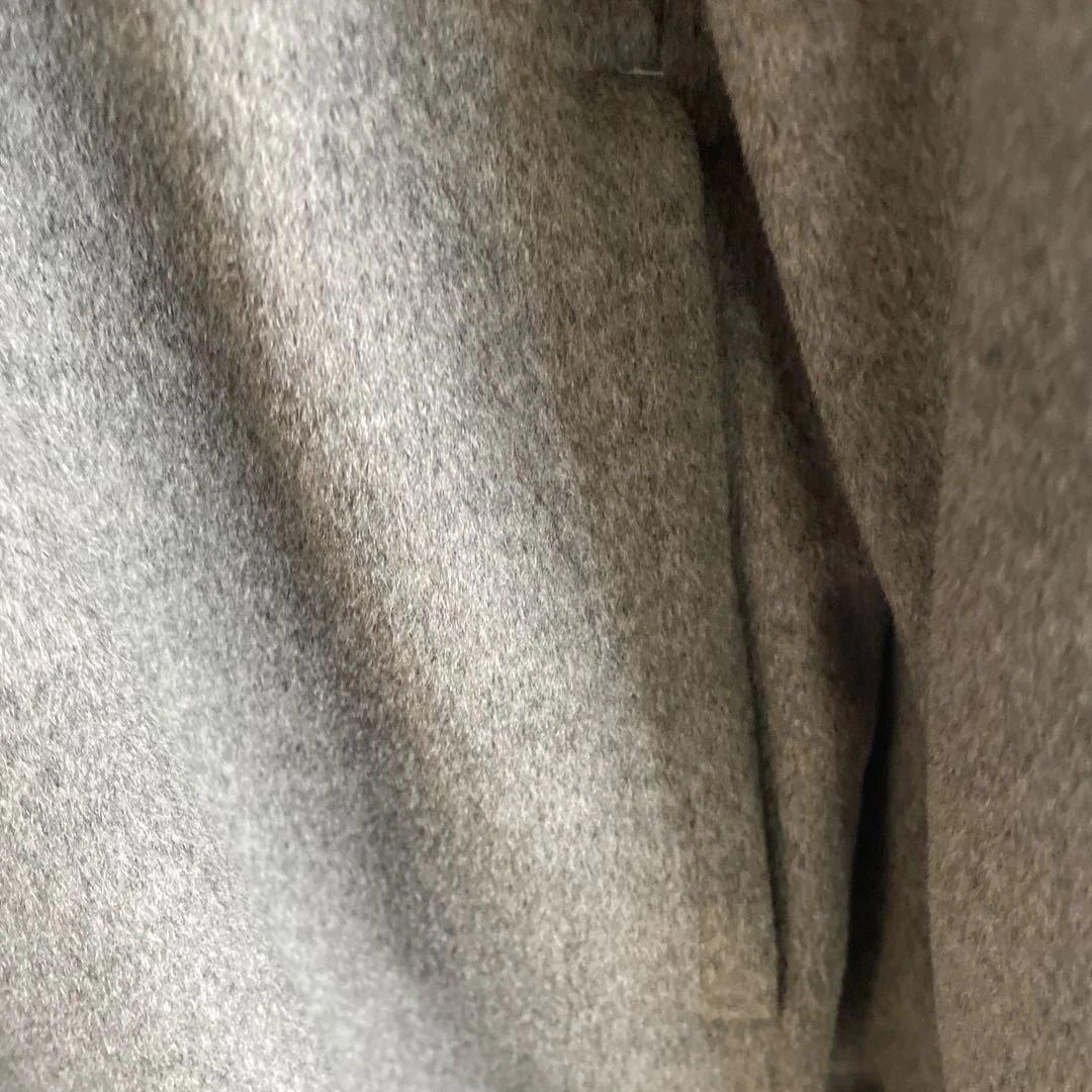 グレー ステンカラーコート カシミアウール混合