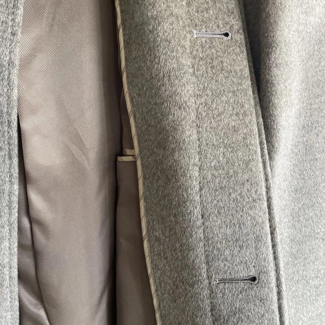 グレー ステンカラーコート カシミアウール混合