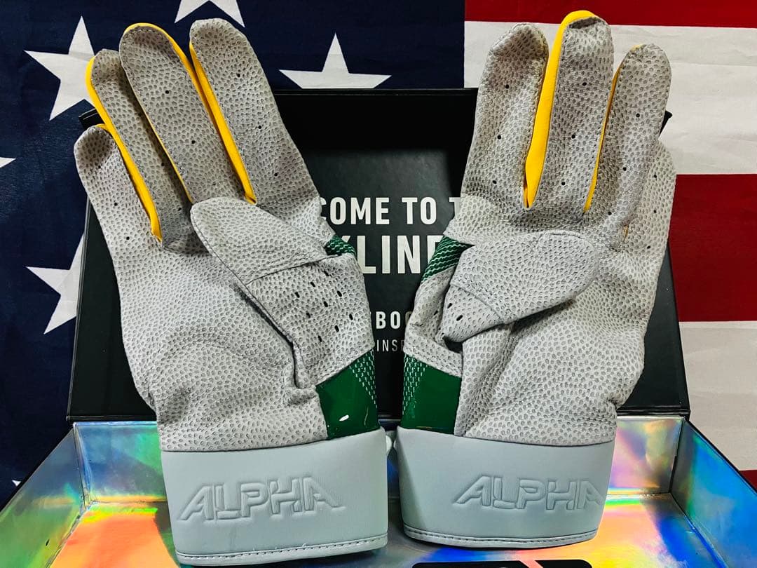 NIKE Alpha Elite グレー グリーン イエロー Mサイズ バッテ