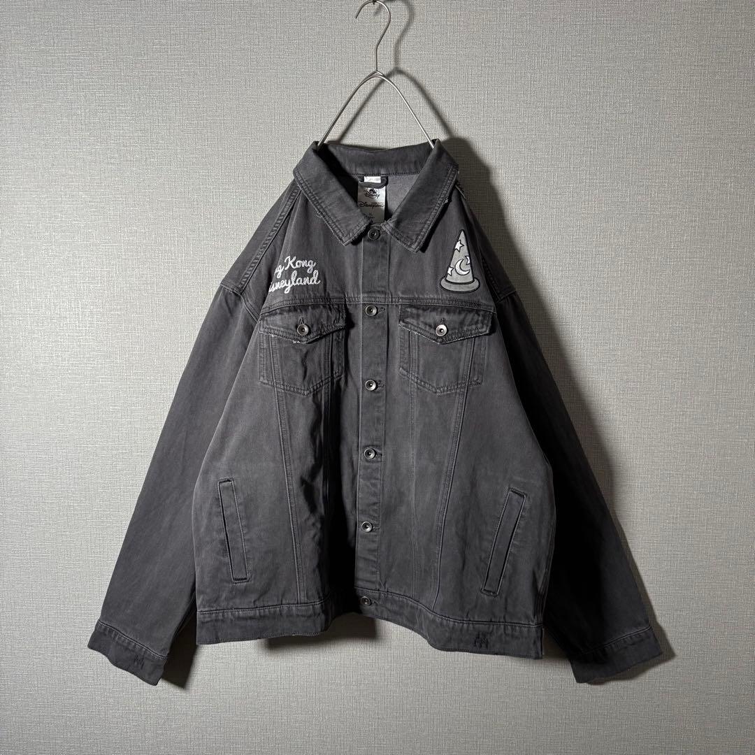 【タグ付】香港ディズニー ファンタジア ヴィンテージ加工 デニムジャケット XL