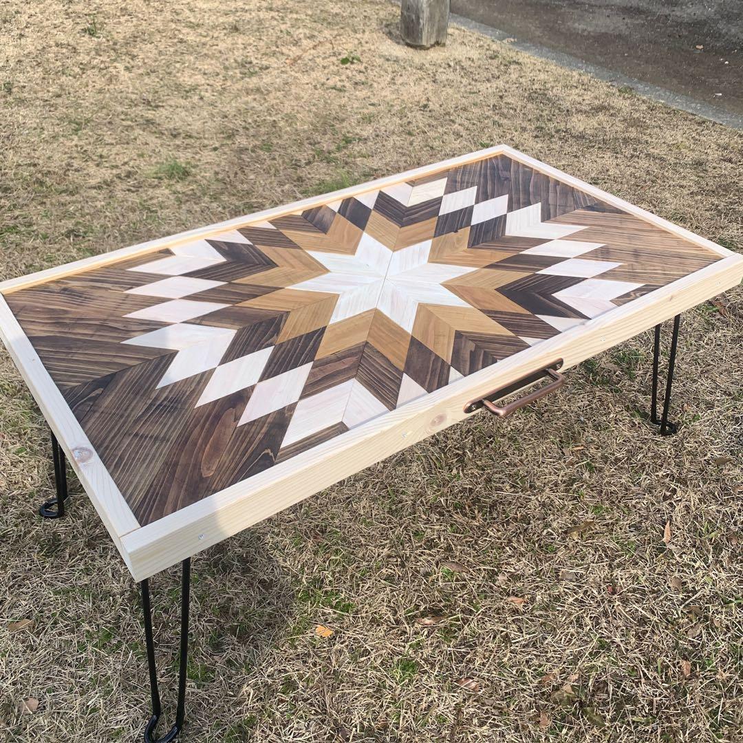 サイドテーブル　ローテーブル　アウトドアキャンプ　折りたたみ