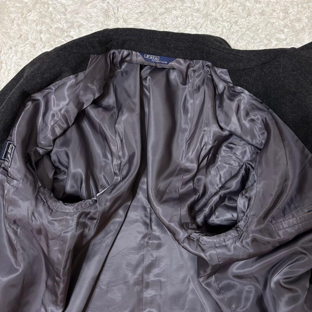 美品　ポロバイラルフローレン　ステンカラーコート　ロング丈　ダークグレー　XL