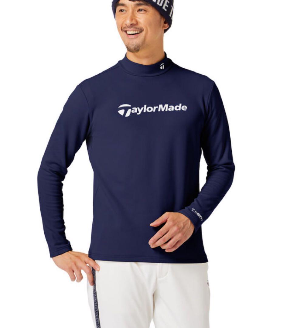 新品　テーラーメイド　モックネック　長袖シャツ　裏起毛　ネイビー　サイズO