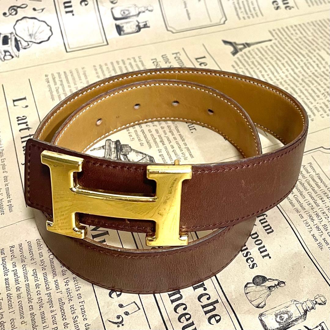 エルメス コンスタンス ブラウン レザー ベルト HERMES