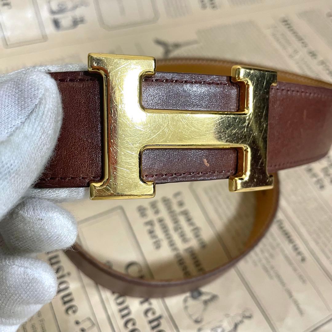 エルメス コンスタンス ブラウン レザー ベルト HERMES