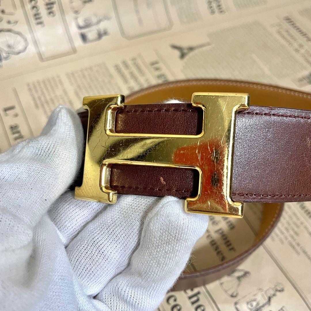 エルメス コンスタンス ブラウン レザー ベルト HERMES