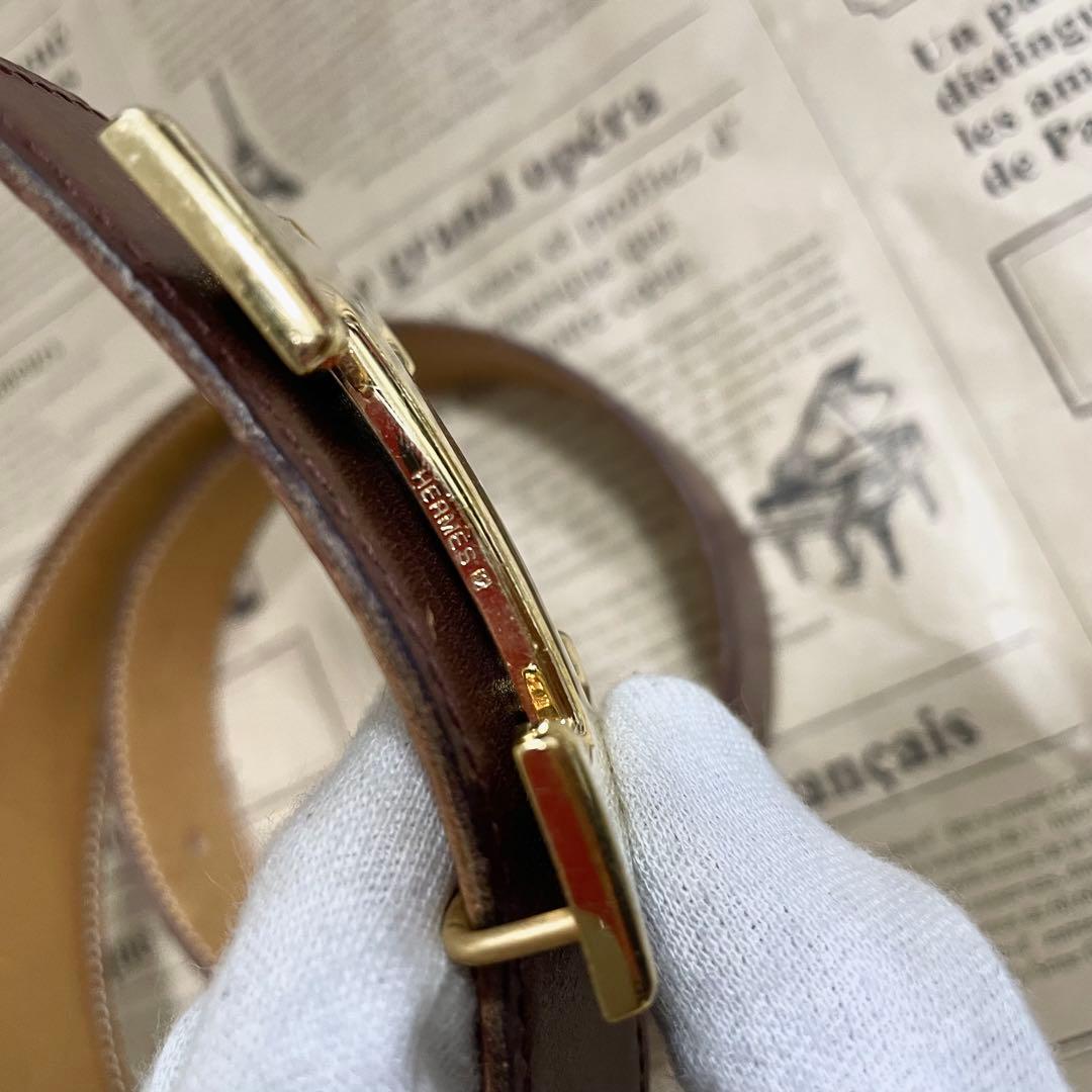 エルメス コンスタンス ブラウン レザー ベルト HERMES