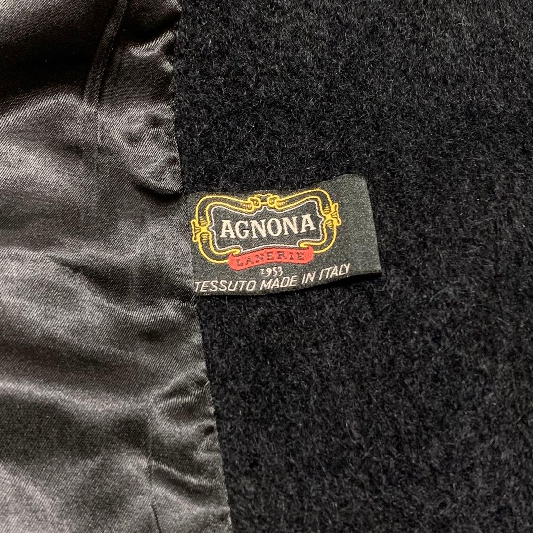 美品✨ イエーガー ウールコート アルパカ混 女優襟 ブラック ロング丈